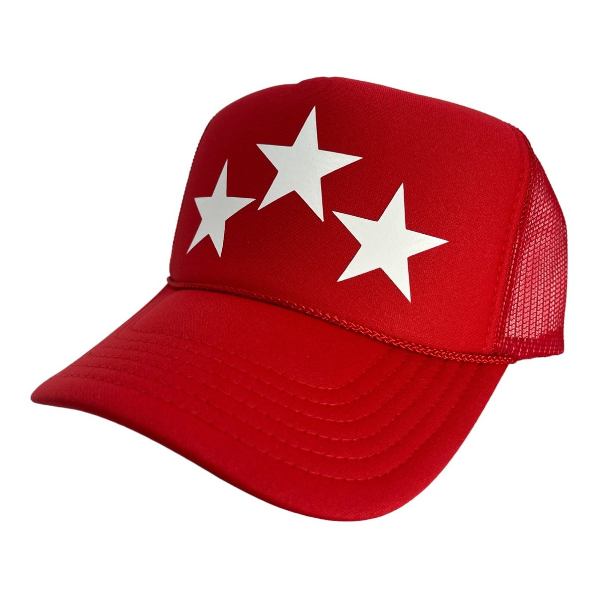 NEW TRIPLE STAR THREE STARS RED WHITE HAT 5 PANEL HIGH CROWN  display picture 2