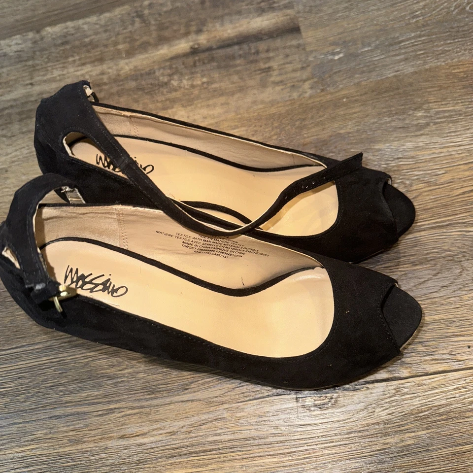 Mossimo Negro Imitación Gamuza Plataforma Cuña Tacones Sin Cordones Talla 7.5 Foto 4 de 4