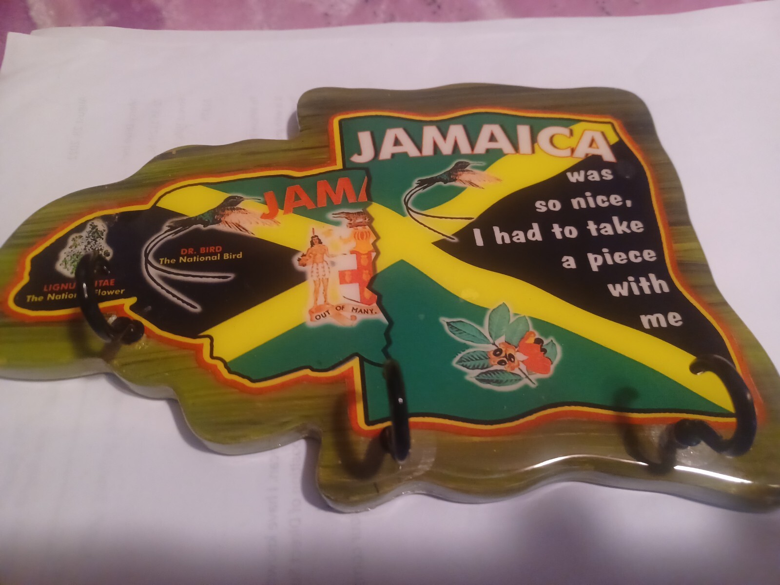 Jamaican Hand Crafted 1/2 Jamaica Map Wall Plaque With Key Holder eBay