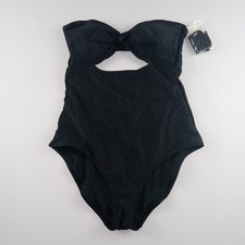 Aerie Women's Tie Bandeau Full Coverage One Piece Swimsuit Size Medium Black