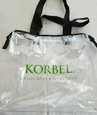 Korbel Clear Transparent Plastic Tote Bag California Champagne Zippered 12x12x6"