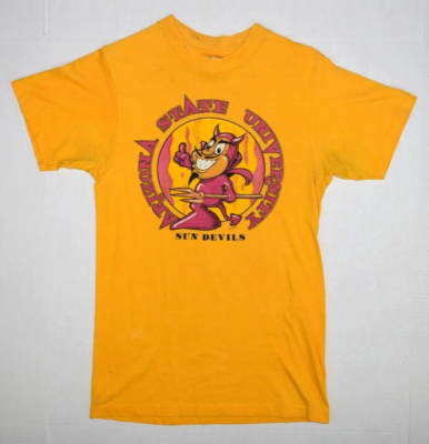 ASU T-Shirt VTG Size XS 80s Arizona State Sparky Logo by Spider