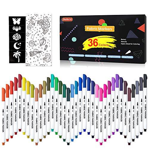36 Colors Fabric Markers Fabric Markers Permanent Markers for T-Shirts Clothe...