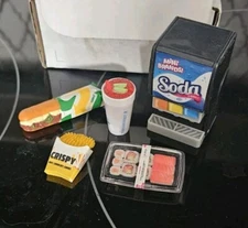 4 Pc Mini Brands Foodie  Soda Dispenser Subway Sandwich French Fries Soda