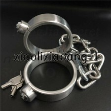 Binding Heavy Stainless Steel Handcuffs Ankle Cuffs Collar Slaver Restraint