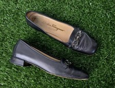 Women s Salvatore Ferragamo Gancini Horse Bit Black Loafers Size 8 AAA Narrow