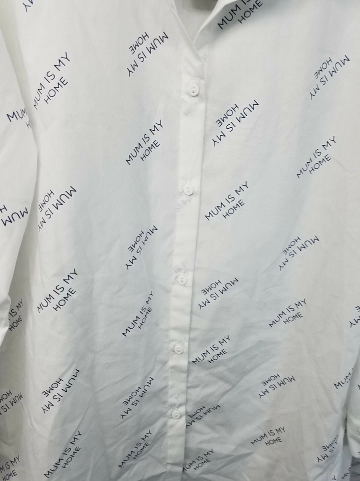 ZARA KIDS GIRLS White BUTTON UP DRESS SHIRT Sz 10 Mum is my home New #P - Image 3 of 4