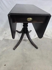 Duncan Phyfe  Drop Leaf Solid Wood Table Brass Claw Feet Drawer
