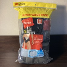 New Men's Size M, Hanes 10 Pack Tagless Briefs