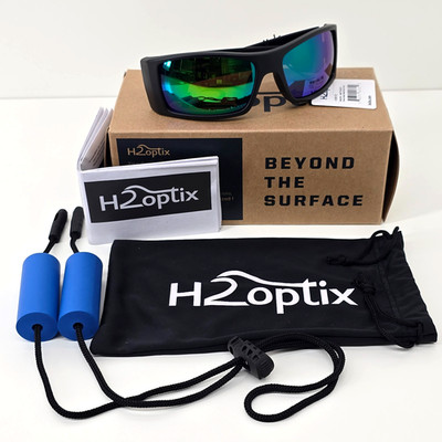 H2Optix Waders Matt Black Polarized Men s Sunglasses Brown Green Flash Mirror