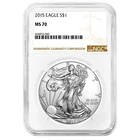 2015 $1 American Silver Eagle NGC MS70 Brown Label
