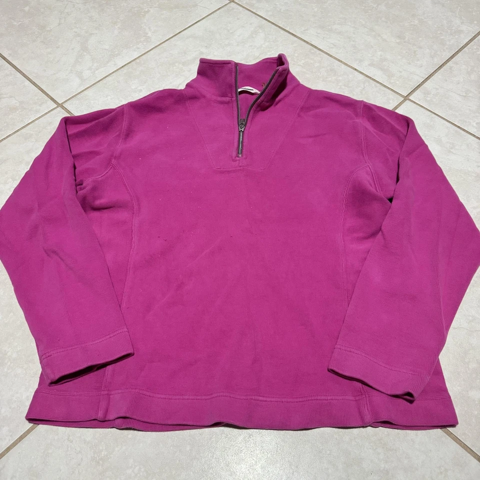 Tommy Bahama Sweatshirt Womens Medium Pink Aruba Half Zip Pullover Mock Neck - Image 2 of 4