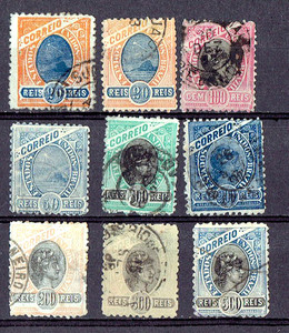 Brazil 1894-97 Liberty Life. Accumulation of 9 Used Stamps 1