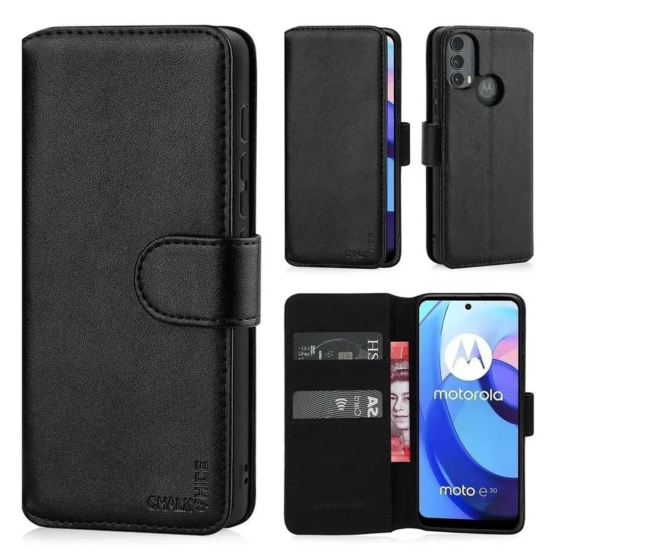 For Motorola Moto E20, E30, E40 Phone Case Leather Wallet Flip Stand Cover - Image 3 of 4