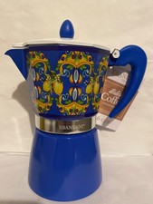 Brandani Caffettiera/Caffè/Moka Stile Italiano 6 Tazze Carrello Siciliano Design BLU