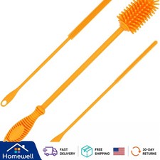 Non-Scratch 12.5  Silicone Bottle Brush Set with Straw Cleaners   Durable  Safe