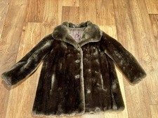 VINTAGE 1960  s/70  s Hillmoore Women's Brown Faux Fur Coat, Union Made in USA