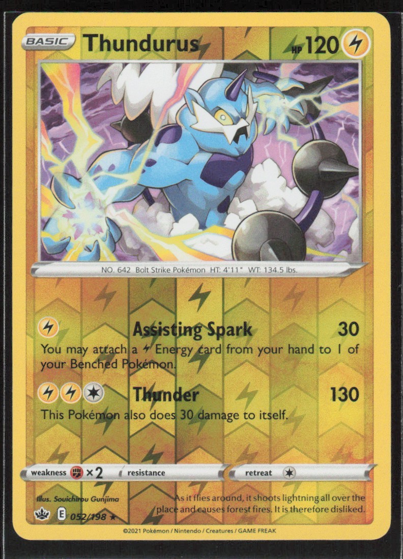 2021 Sword & Shield - Chilling Reign Thundurus Basic/Rare Holo #52