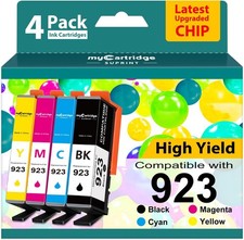 923e 923XL Ink Cartridges 4-Pack High Yield with Chip Replaced for HP 923