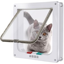 Large Cat Door Outer Size 9.9" X 9.2" 4 Way Locking Cat Flap Door Interior