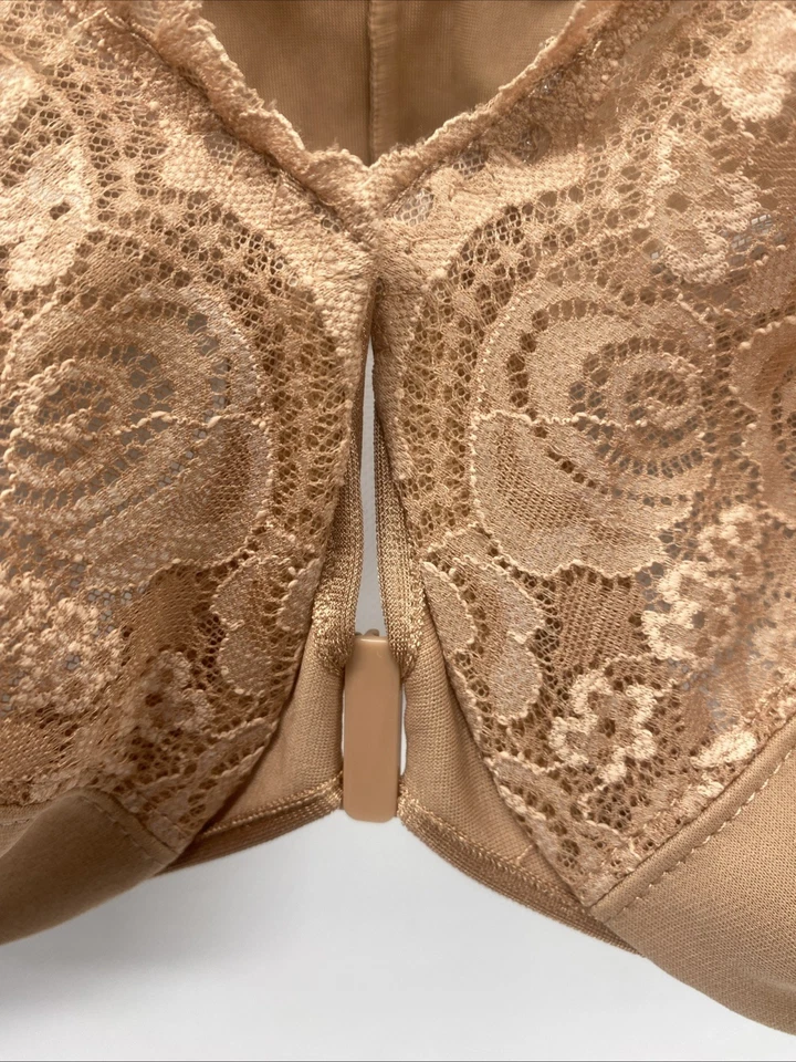 Sujetador Glamorize Mujer Talla 46C Desnudo Snap Frontal Con Aros Detalle de Encaje Ajustable Foto 3 de 4