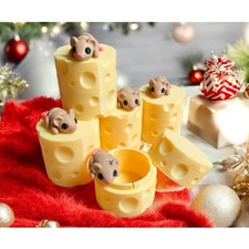 3D Printed Baby Mice With Cheese Storage Container Set