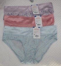 New set/3 WARNER'S no muffin top HIPSTER panties LILAC BLUE floral rose PINK