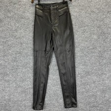 Express Pants Womens 00 Black Faux Leather Skinny Super High Rise Moto Biker