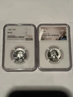 LOT OF (2) 1962 PF 67 & 1964 PF 68 Washington Silver Quarter NGC GEM PROOF