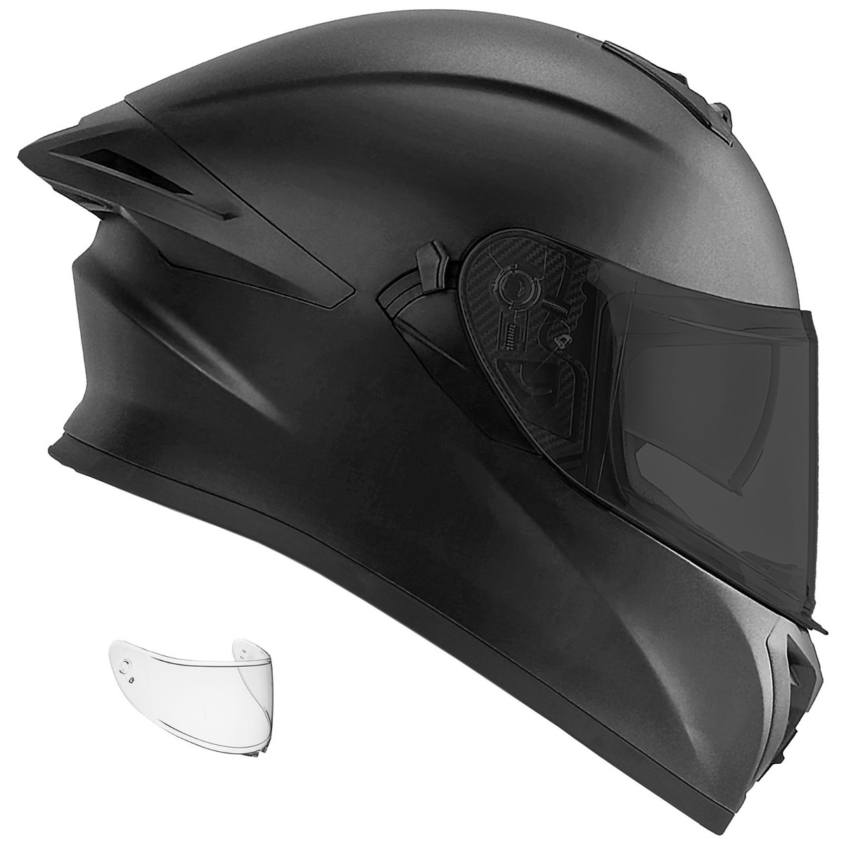 NEW Motorcycle Helmets DOT Full Face Matte Black + SHIELD OPTIONS