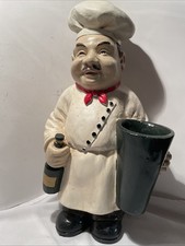 15  Chef Figurine Utensils Holder Italian Kitchen Food Restaurant RARE Vintage