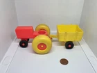 Vintage Fisher Price little people red farm tractor w/yellow cart/wagon