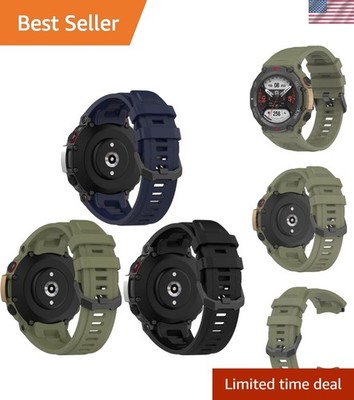 3-Pack of Soft, Waterproof Silicone Bands for Amazfit T-Rex 2 Smart Watch Men