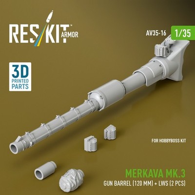 1/35 Reskit AV35-0016 Merkava Mk.3 gunbarrel(120 mm)+LWS(2 pcs) for HobbyBoss
