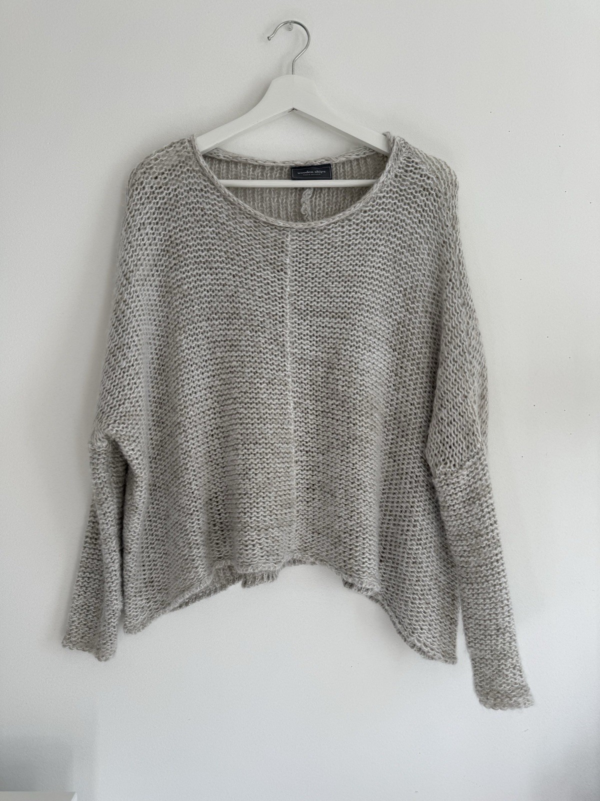 ✿ Wooden Ships Gray Knit Sweater S/M Loose Fit Lightweight Slouchy Boho Cozy