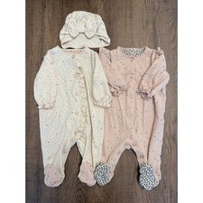 Next Baby Girls Sleepsuit Babygrow Bundle With Matching Hat - Up to 3 Months
