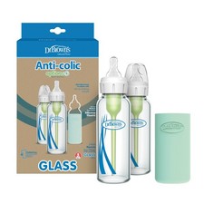 Anti-Colic Options Narrow Glass Baby Bottle, 8Oz/250 Ml, Slow Flow Nipple, BPA