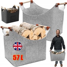 Log Basket Fire Wood Storage Fireplace Kindling Box Old Apple Crate Firewood Bag