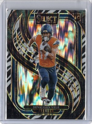 Devaughn Vele RC New Orlean Saints Denver Broncos 2024 Panini Select Zebra Shock