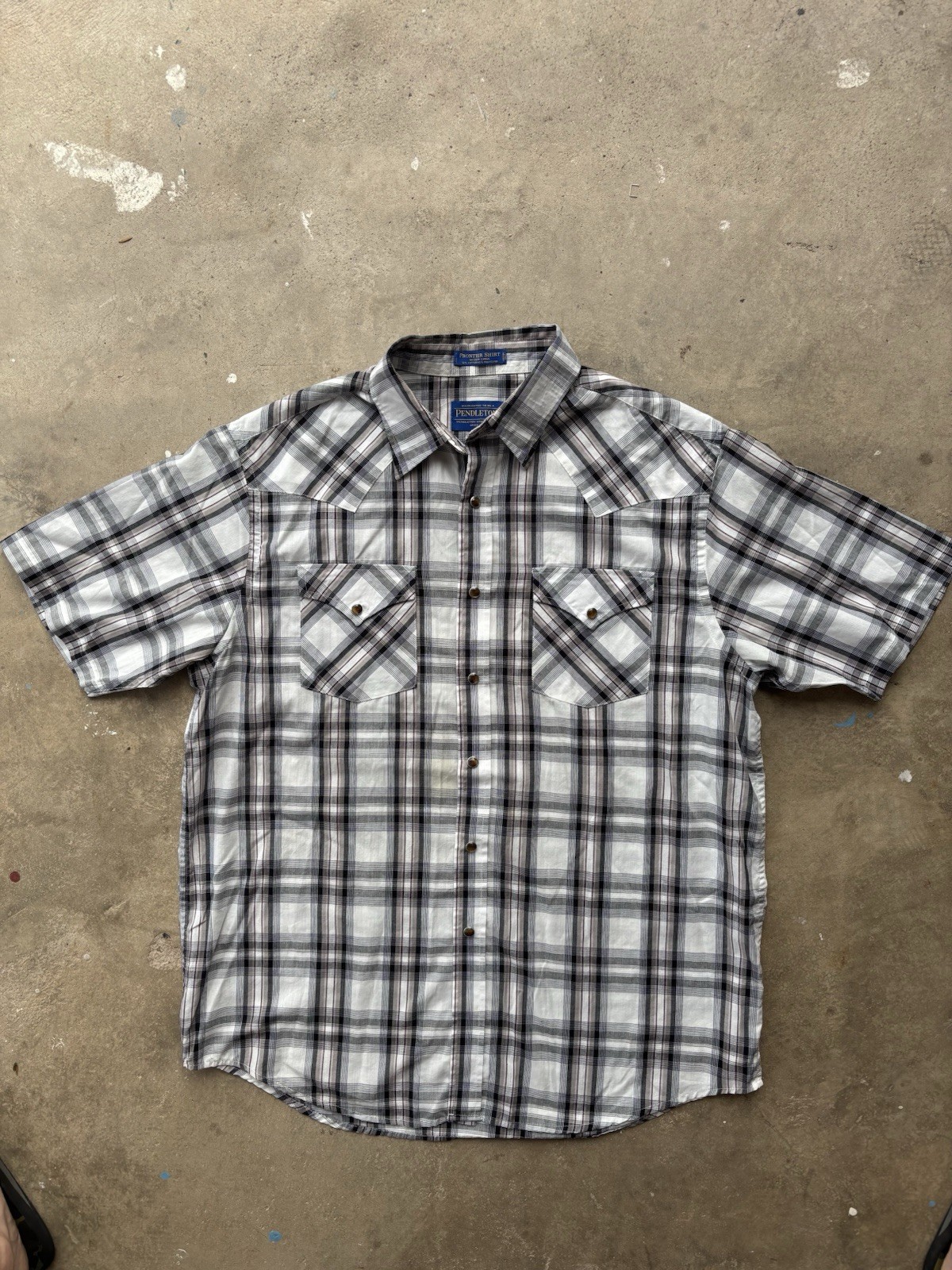 Pendleton Frontier Button-Up Shirt Gray Black Cot… - image 1