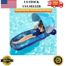 Extra Large Pool Floats with Canopy Adults - Pool Float Lounger with Adjustable