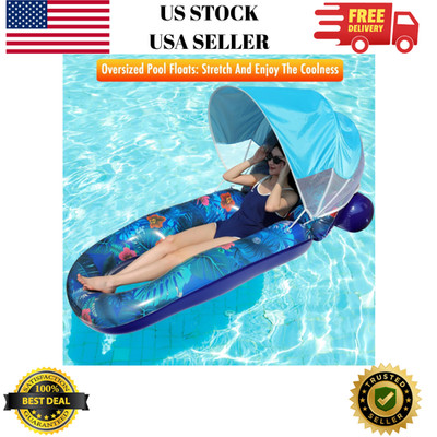 Extra Large Pool Floats with Canopy Adults - Pool Float Lounger with Adjustable