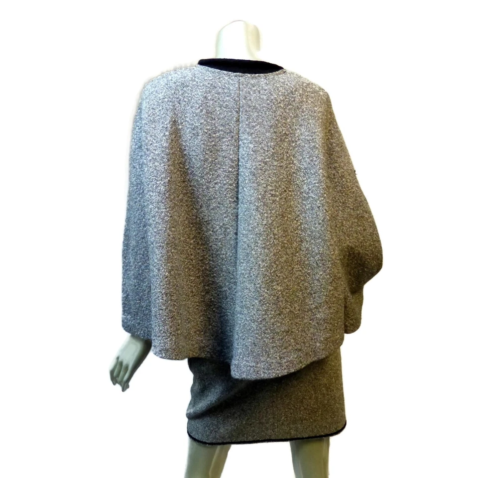 Poncho de Colección Traje Con Capa Talla Pequeña Negro Blanco Tweed Patrón Artístico Vawill Mills Foto 2 de 4