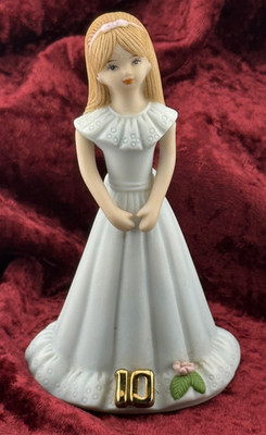 Vintage 1982 Enesco Growing Up Birthday Figurine Age 10 blonde