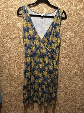 Loft Women’s Blue/Gold Floral Sleeveless Midi Dress Size M
