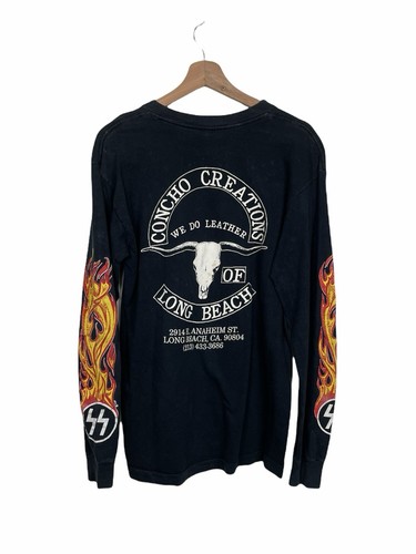 Vintage 90s Concho Creations Long beach SS The Power Flames L/S Belton US Made - Picture 2 of 10