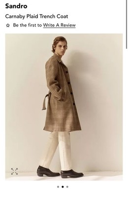 Sandro Paris Carnaby Plaid Trench Coat Men Sz small