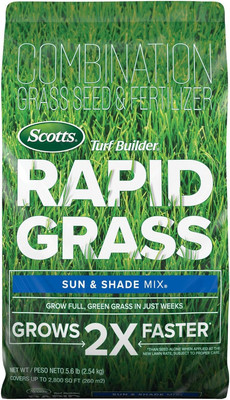 Scotts Turf Builder Rapid Grass Sun and Shade Mix, Combination Grass Seed and Fe
