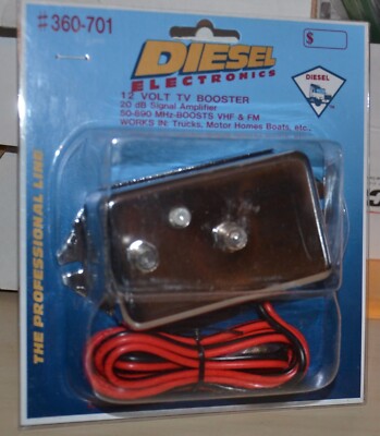Diesel Electronics 12 volt TV booster 360-701 20db VHF FM new