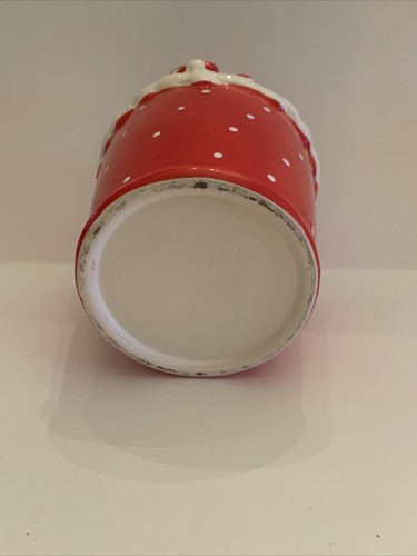 Vintage Christmas Ceramic Santa Bucket With Handle/Christmas Decor/Red/White - Picture 8 of 8